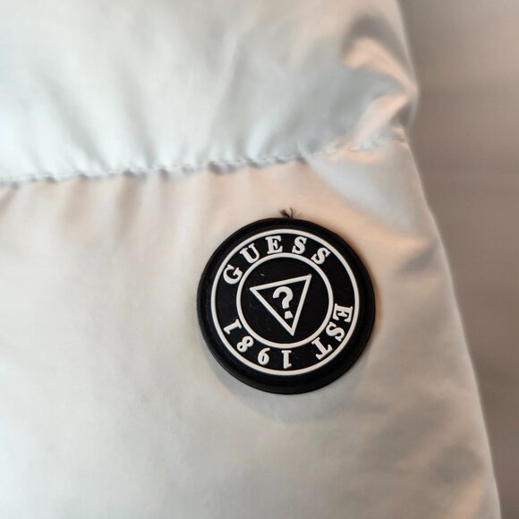 Guess Los Angeles White Down Jacket with Hood Size L/G - Picture 13 of 16